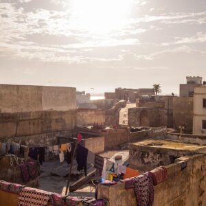 Hanging clothes on roof - El Jadida, Morocco