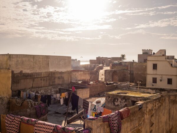 Hanging clothes on roof - El Jadida, Morocco